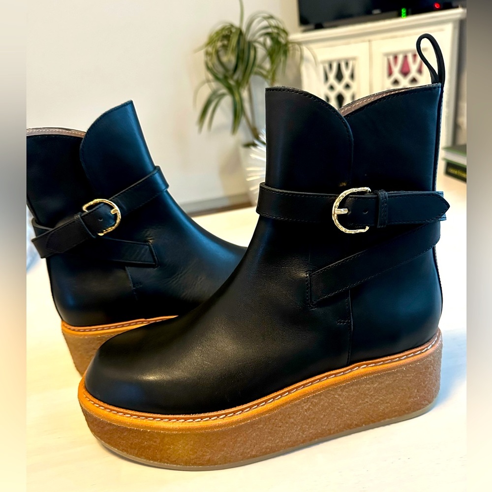 Ulla Johnson Black Ankle Boots with Tan Sole